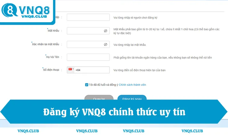 Đăng ký vnq8 chính thức thương hiệu uy tín