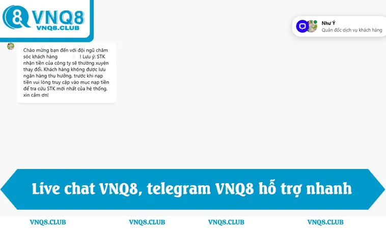 Hotline VNQ8, live chat VNQ8, telegram VNQ8 hỗ trợ nhanh